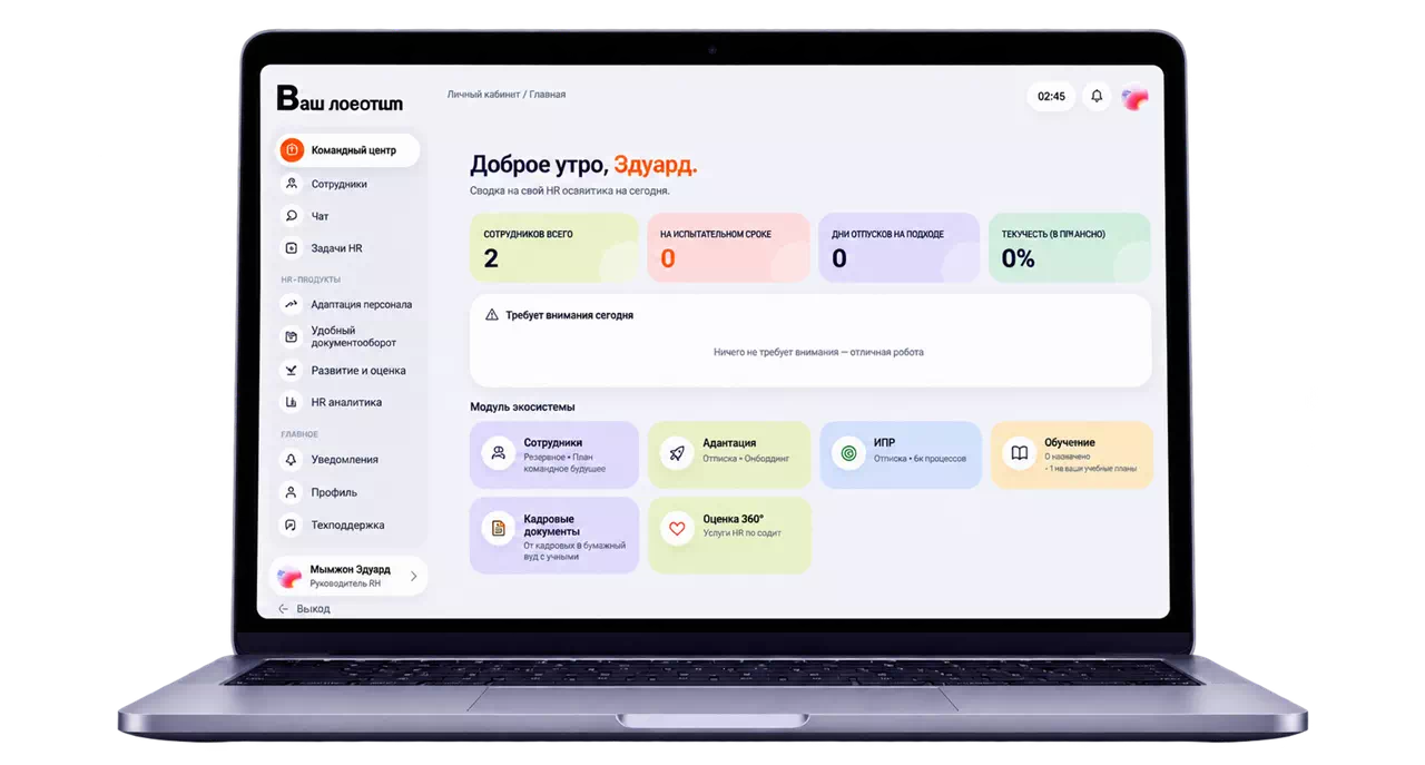 Кабинет HR: результаты обучения сотрудника